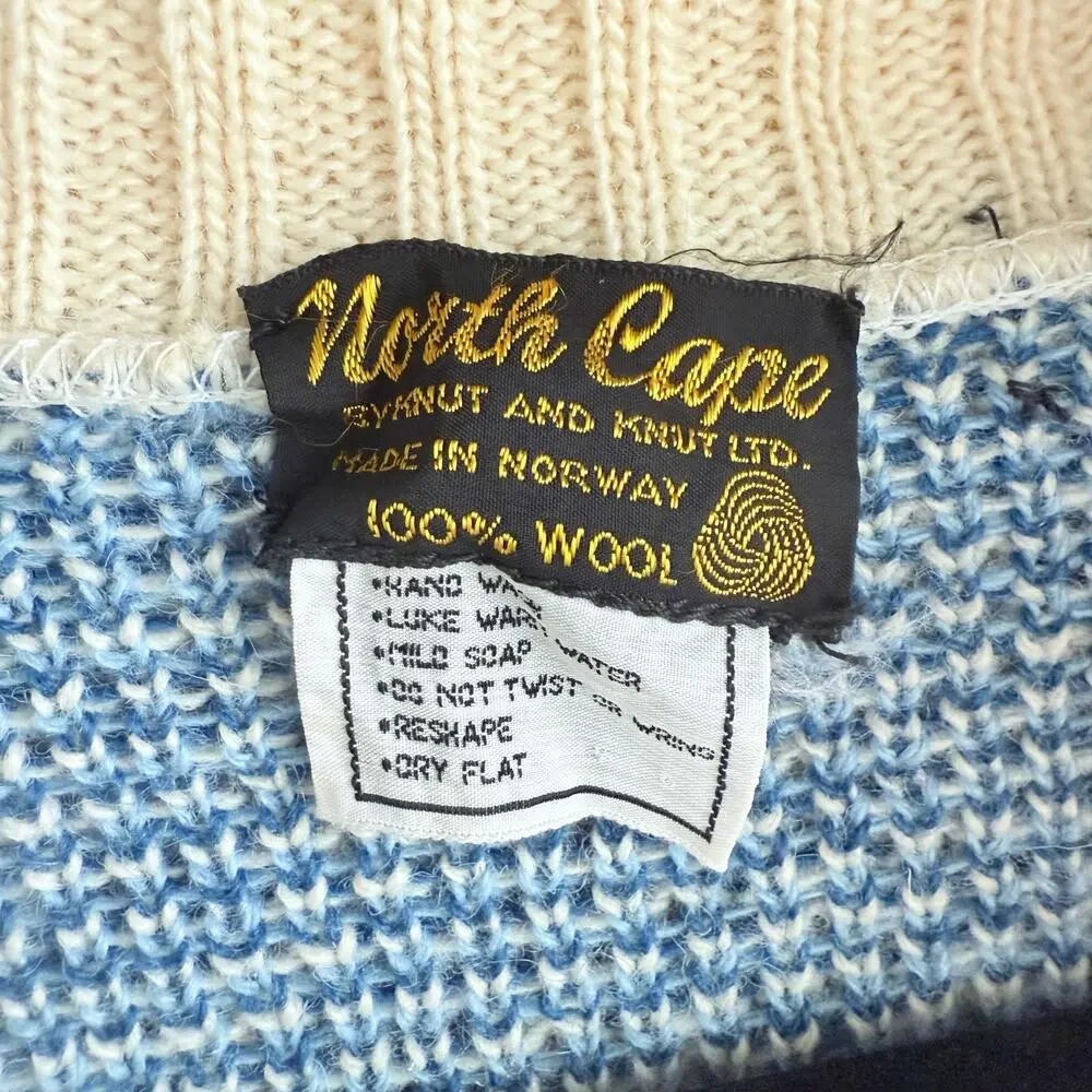 Nordic Wool Cardigan North Cape Sweater‎ Shawl Made in Norway Fair Isle Vintage - Picture 7 of 7
